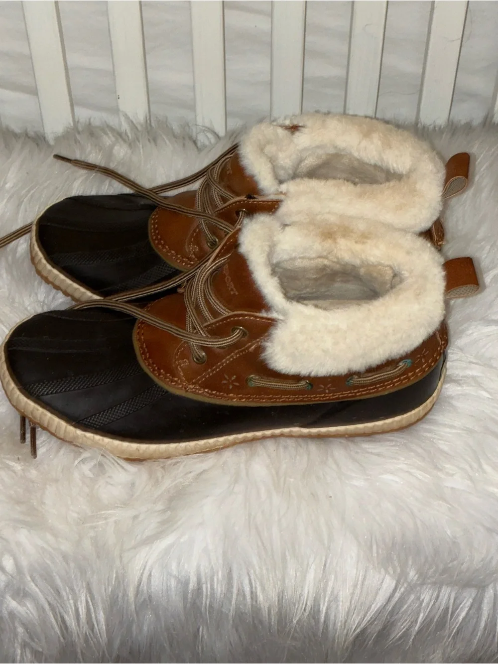 JSport by Jambu Women's Mary Rain Winter Duck Boots soft faux fur trim Sz 8